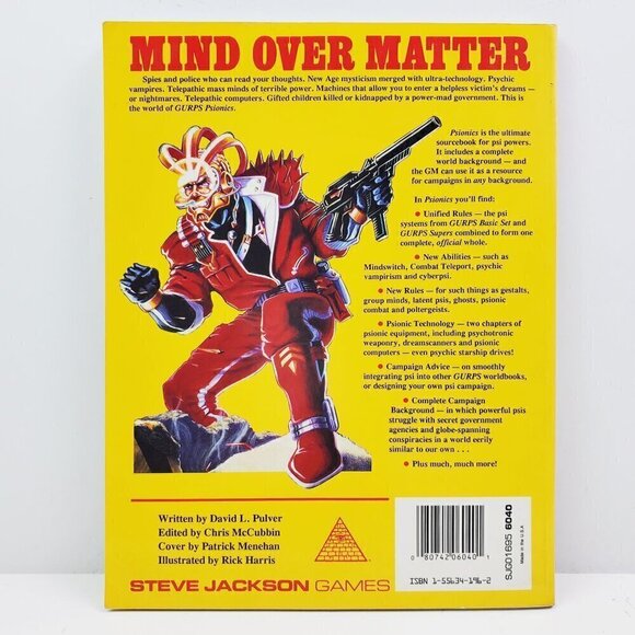 GURPS Psionics David Pulver RPG Book Steve Jackson Games Vintage 1991 - Picture 2 of 8